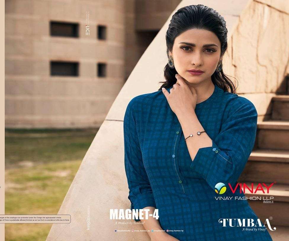 VINAY TUMBA PRESENTS MAGNET 4 RAYON DOBY DESIGNER WHOLESALE KURTI WITH BOTTOM COLLECTION